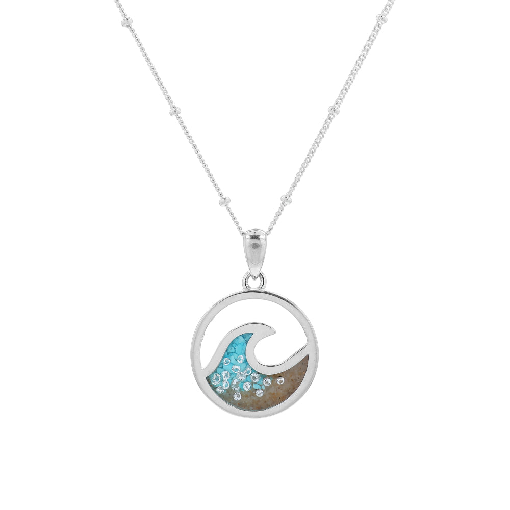 Dune Jewelry Cresting Wave Necklace - Diamond and Turquoise Gradient