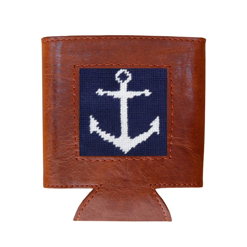 Smathers & Branson Anchor Needlepoint Can Cooler (Dark Navy)
