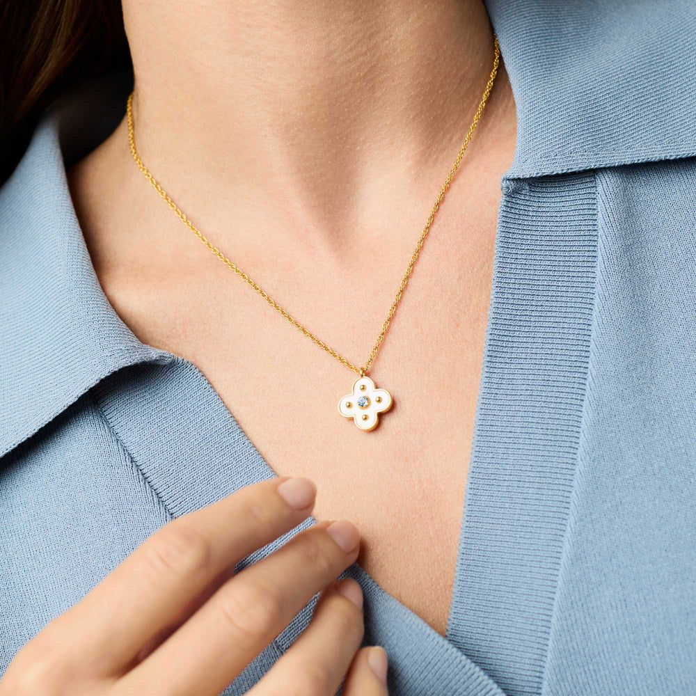 Julie Vos Colette Delicate Necklace - Chalcedony Blue
