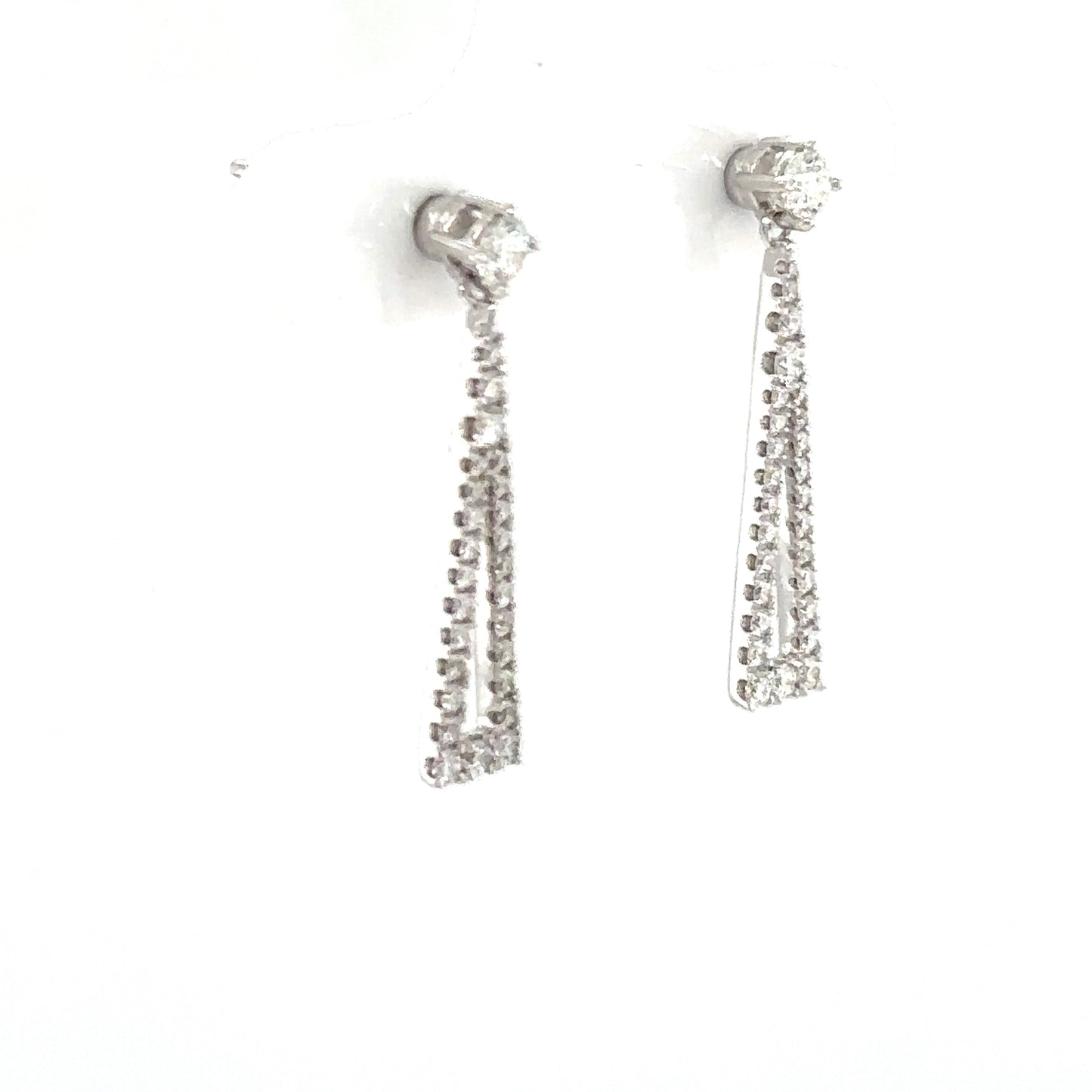14W Interchangeable Diamond Triangle Drop Earrings