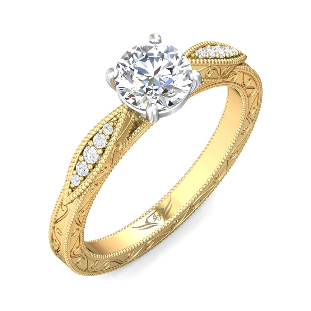 Martin Flyer 14k Gold Round-Cut Vintage Diamond Engagement Ring
