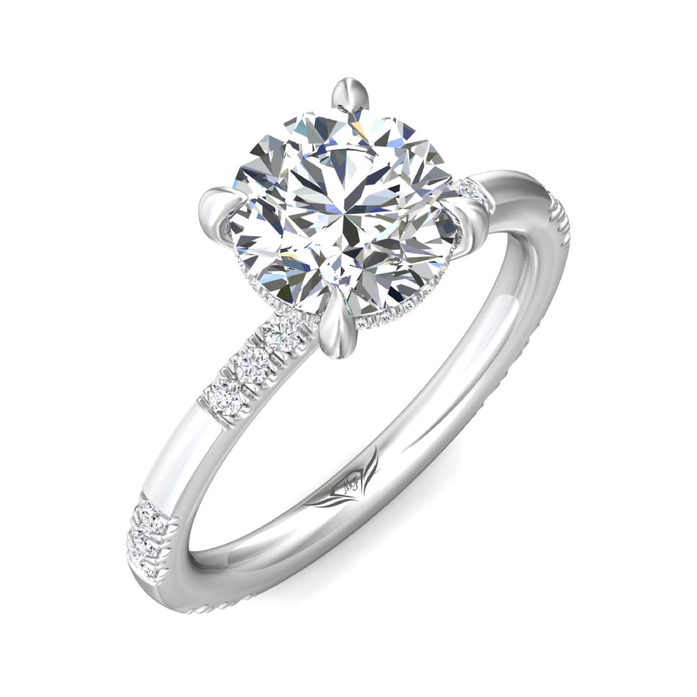 Martin Flyer 14k Gold Round Diamond Engagement Ring With Diamond Shank Stations