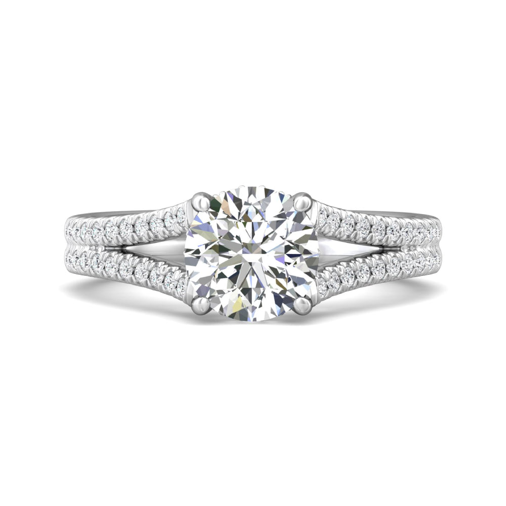 Martin Flyer 14k Gold Round Diamond Split Shank and Gallery Engagement Ring