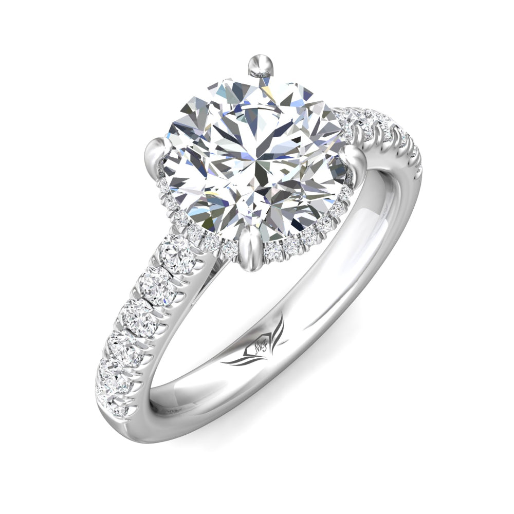 Martin Flyer 14k Round Diamond Engagement Ring with Hidden Halo