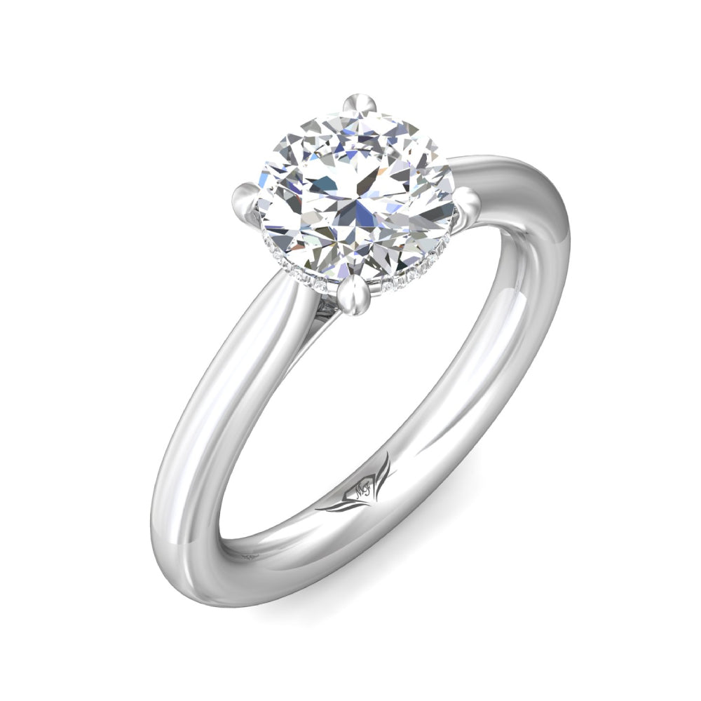 Martin Flyer Platinum Round Diamond Hidden Halo Solitaire Engagement Ring
