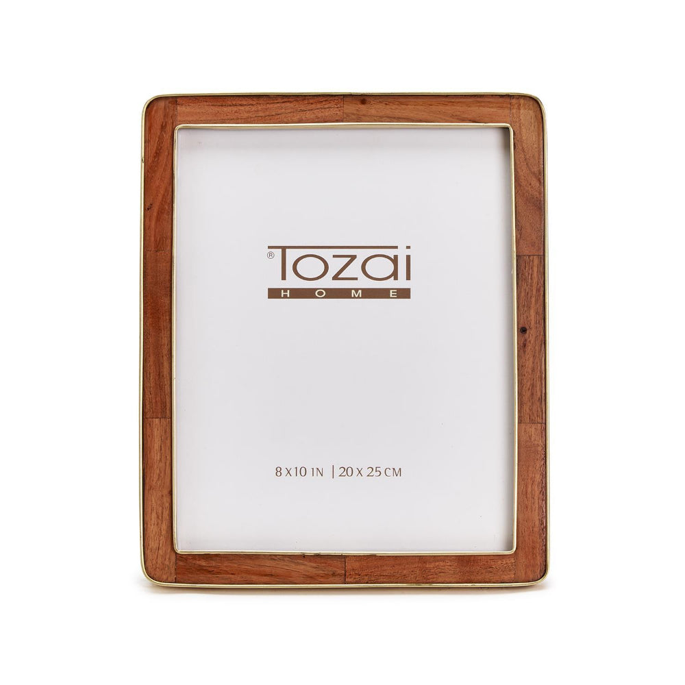 Two's Company Nelson Wood Rounded Edge with Brass Photo Frame