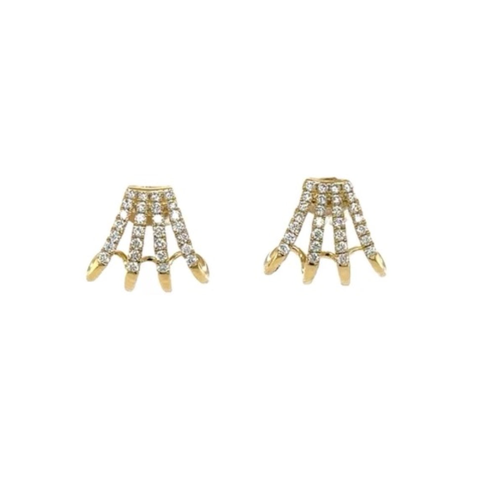 Lisa Nik 18k Four Row Diamond Cuff Earrings