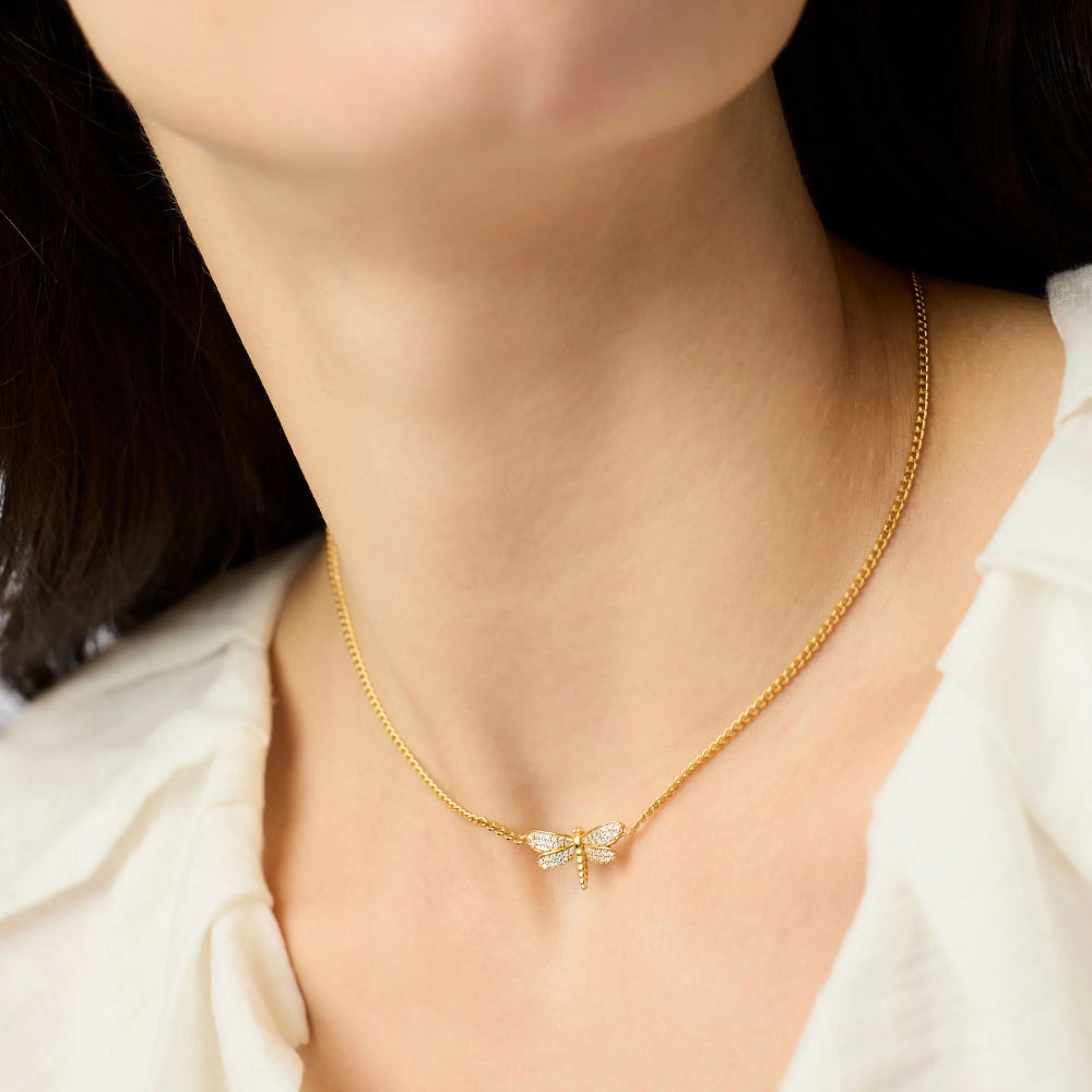 Julie Vos Dragonfly Pave Delicate Necklace