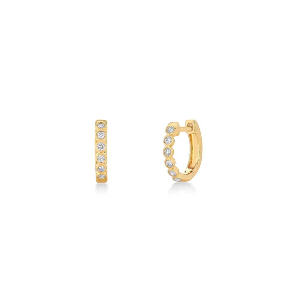 Rachel Reid 14k Diamond Bezel Huggie Earrings