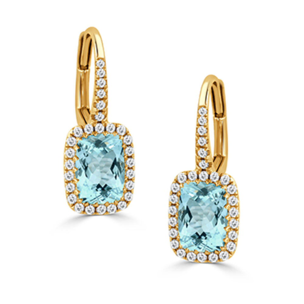 Doves 18k Sky Blue Topaz and Diamond Drop Earrings