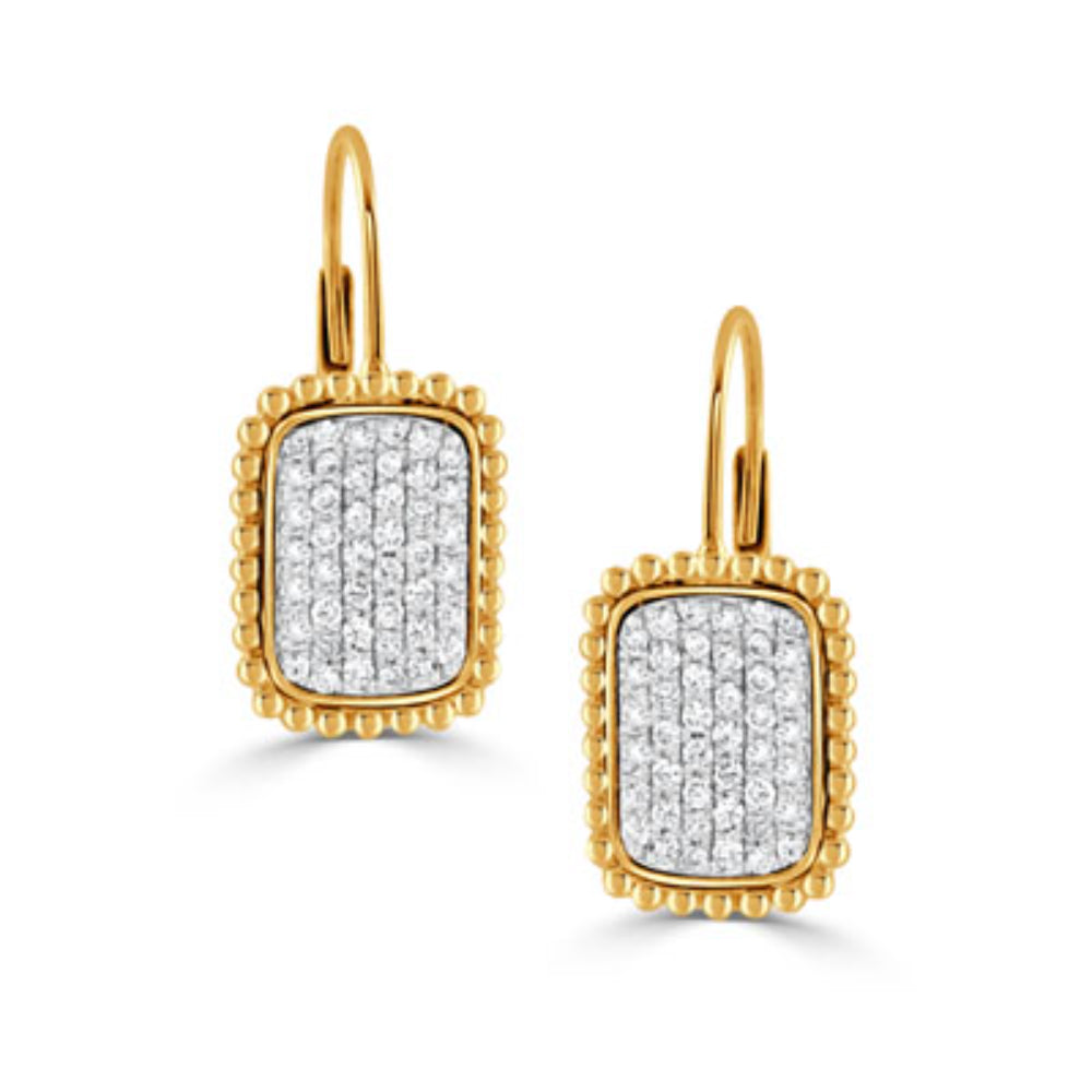 18k Gold Diamond Cluster Drop Earrings