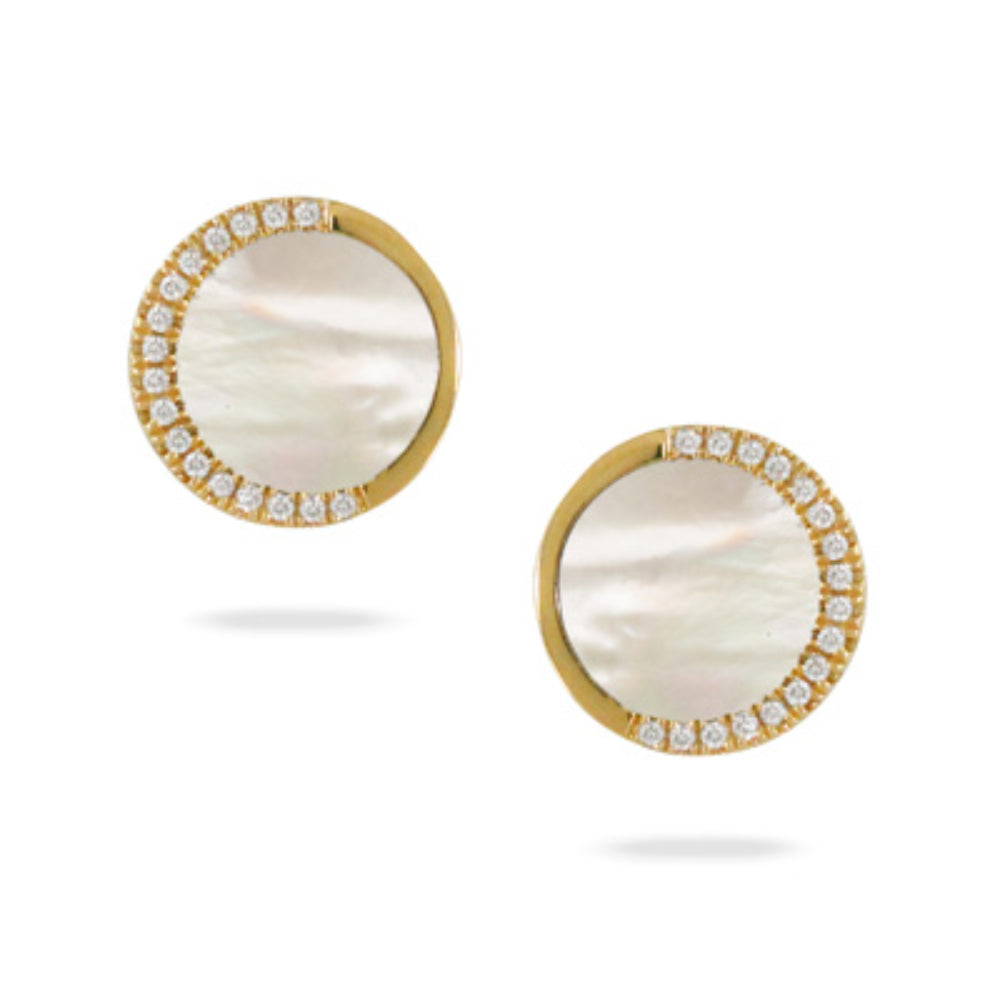 14k Gold Mother of Pearl Stud Earrings