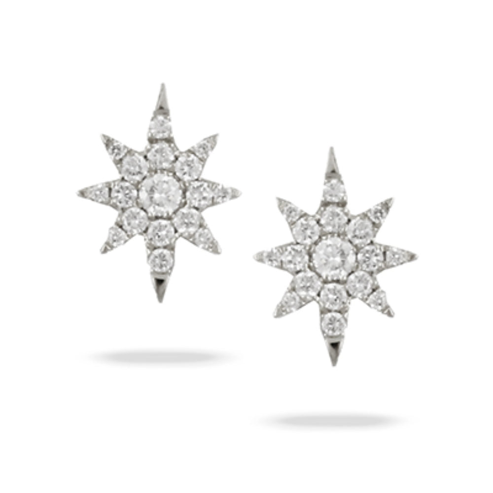 18k Gold Diamond Starburst Studs