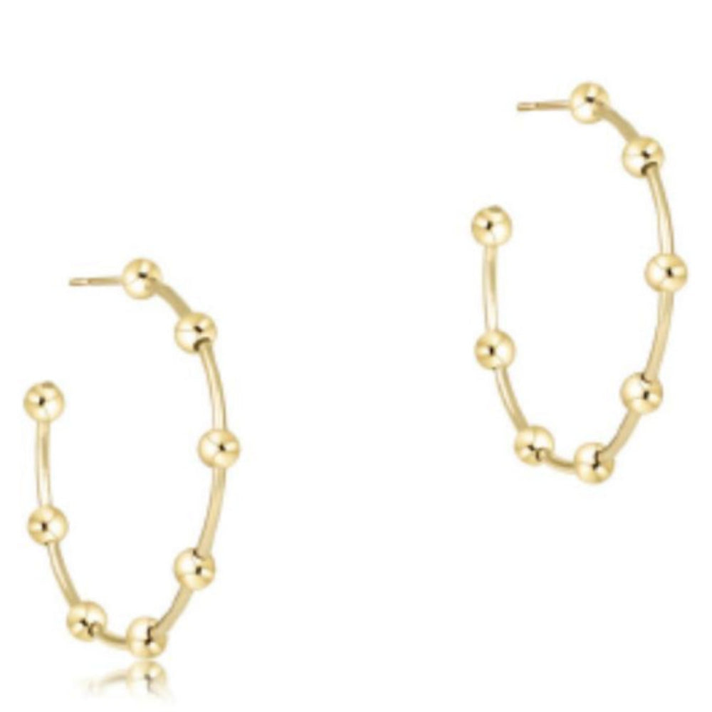 enewton Beaded Simplicity 1.5" Post Hoop - 4mm Gold