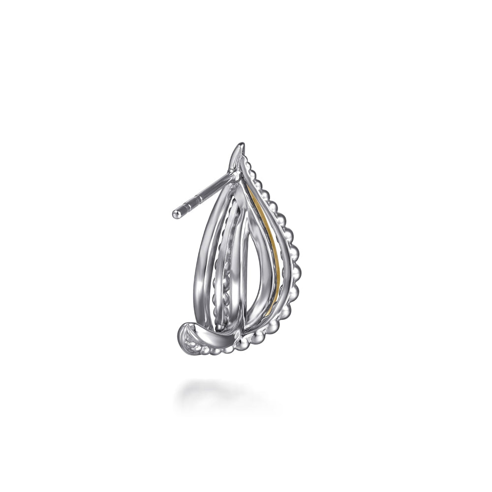 Silver and gold twist earrings