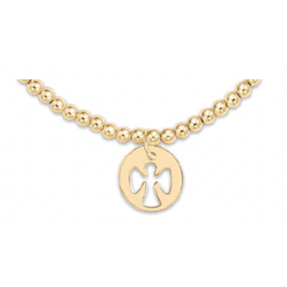 enewton 5.5" egirl Classic Gold 3mm Bead Bracelet - Guardian Angel Small Gold Disc