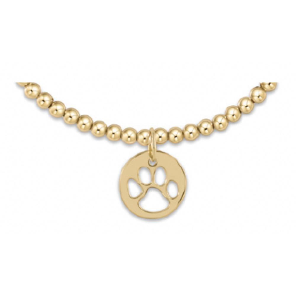 enewton 5.5" egirl Classic Gold 3mm Bead Bracelet - Paw Print Gold Disc *RETIRED*
