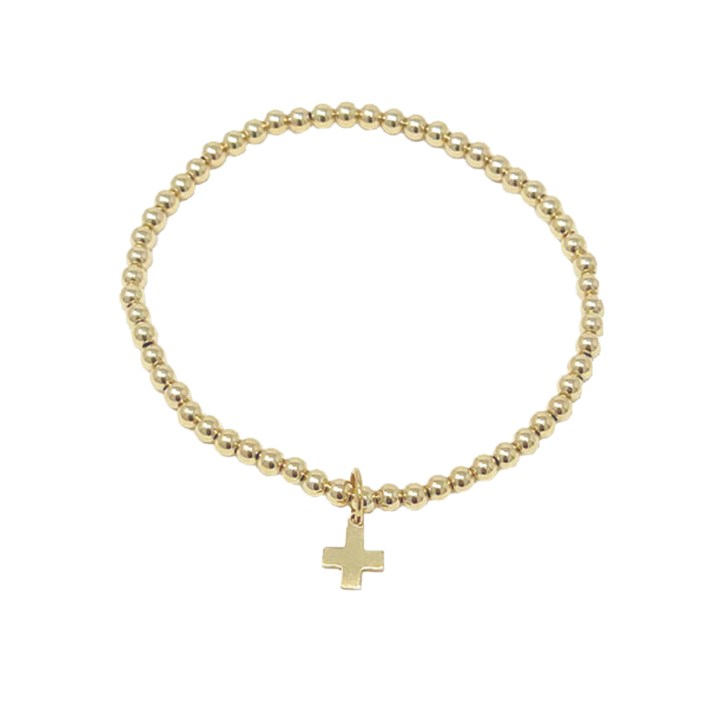 enewton 5.5" egirl 3mm Beaded Bracelet with Signature Cross Gold Charm