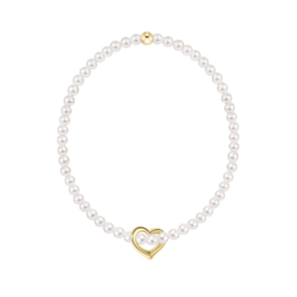 enewton 5.5" egirl Classic Pearl 3mm Bracelet - Love Gold Charm