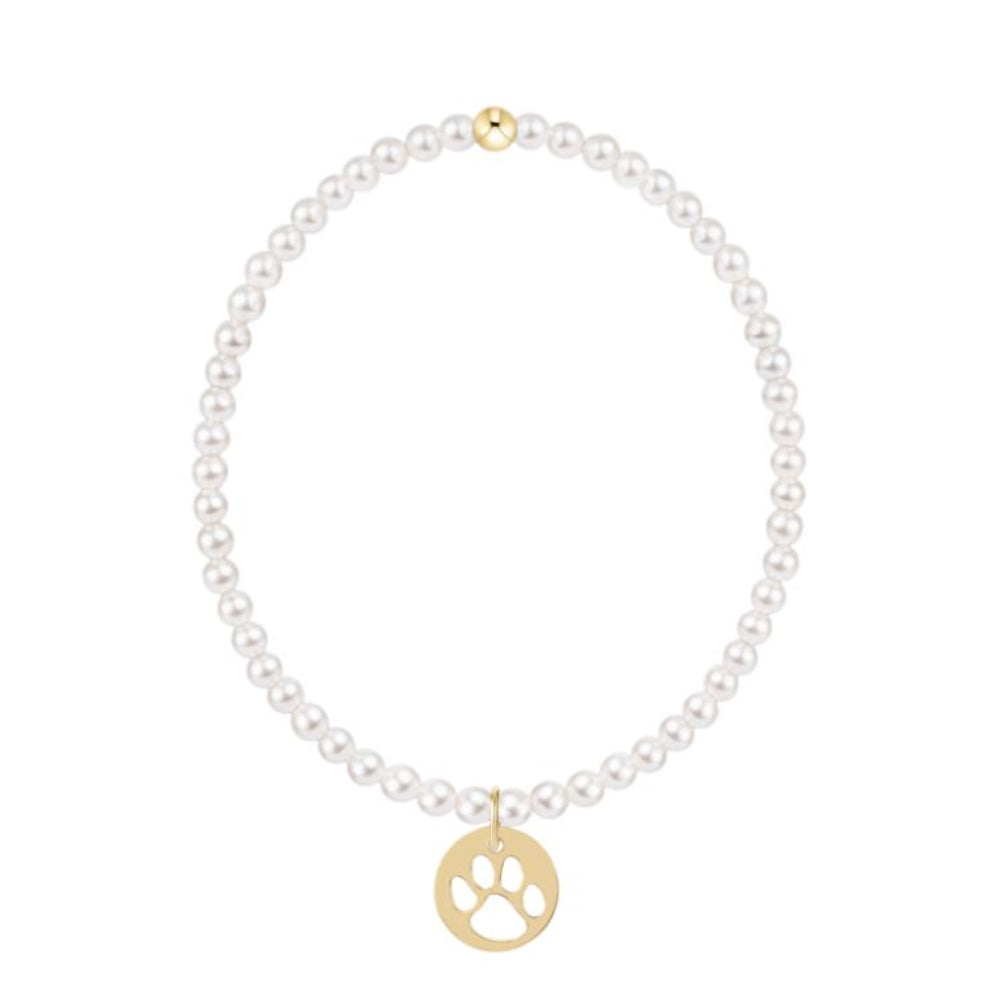 enewton 5.5" egirl Classic Pearl 3mm Bracelet - Paw Print Gold Disc