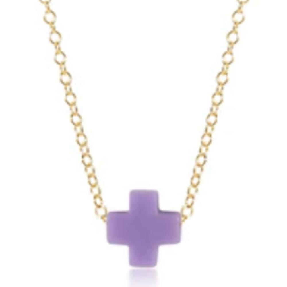 enewton egirl 14" Necklace Gold - Signature Cross Purple