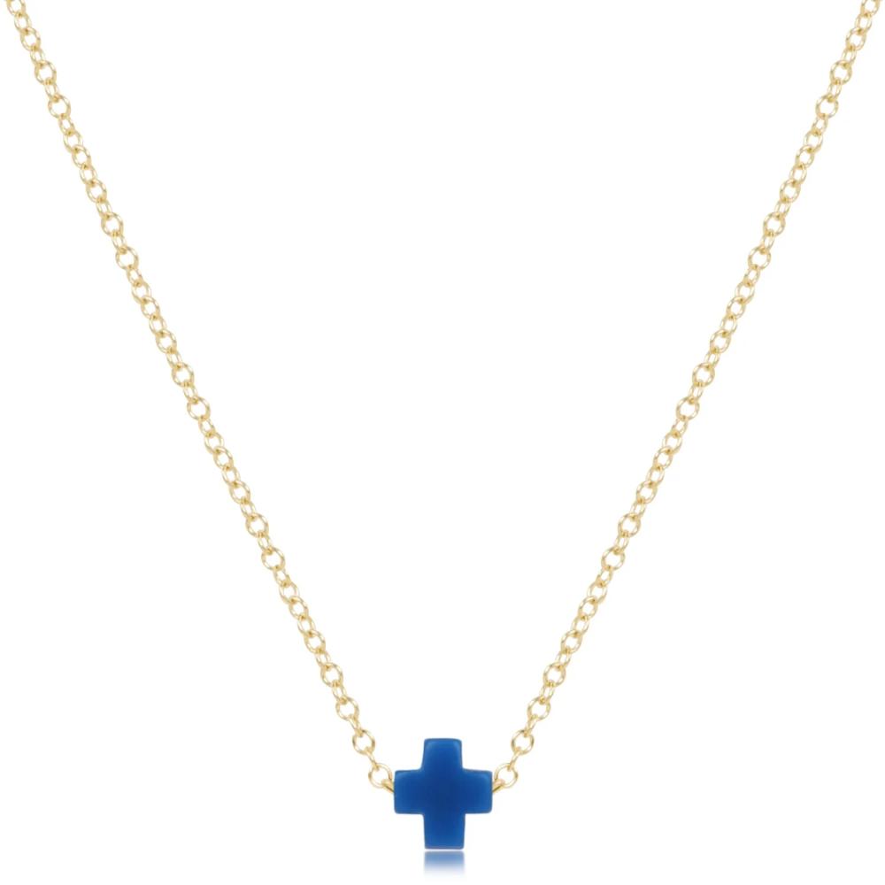 enewton egirl 14" Necklace Gold - Signature Cross Small Cobalt