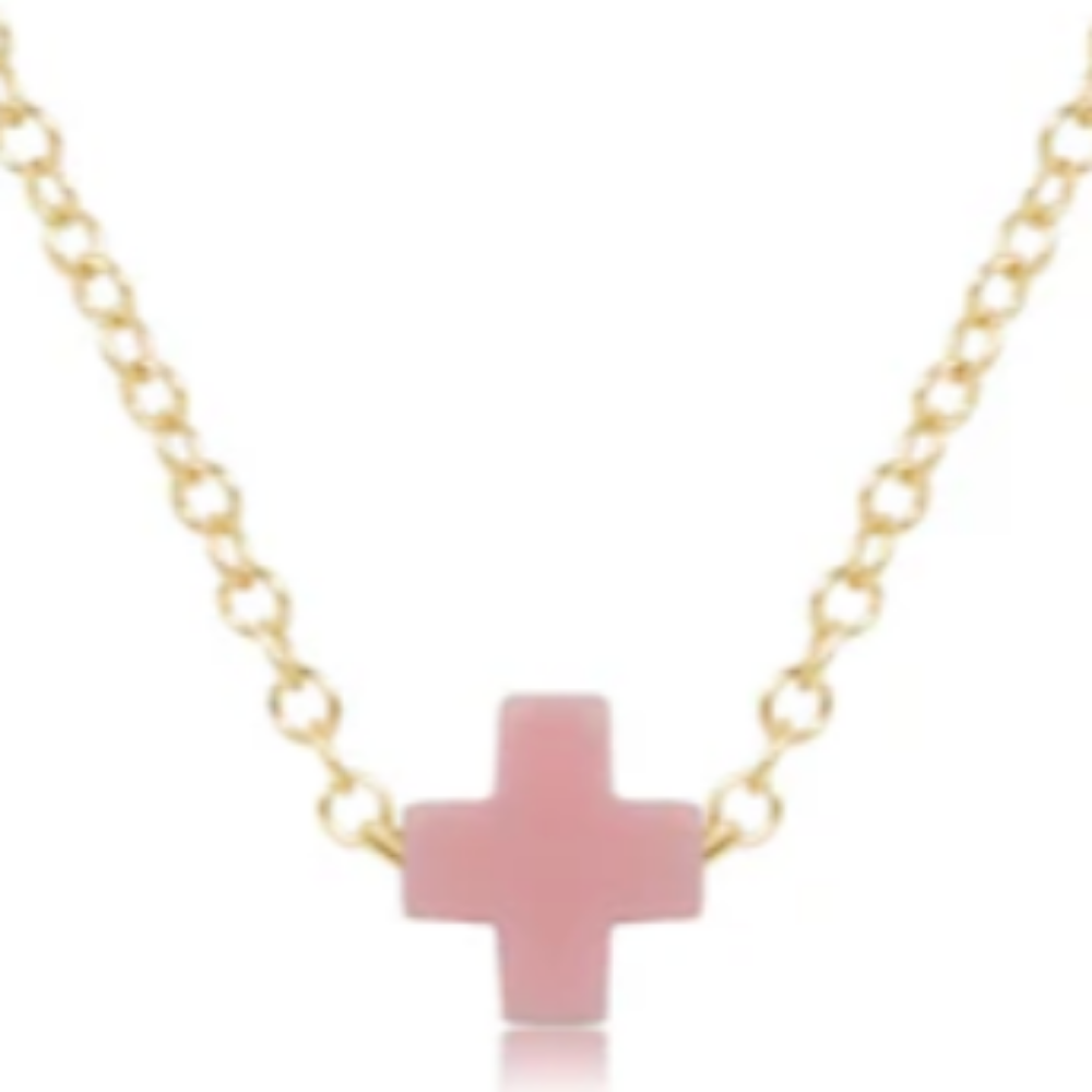 enewton egirl 14" Necklace Gold - Signature Cross Small - Pink