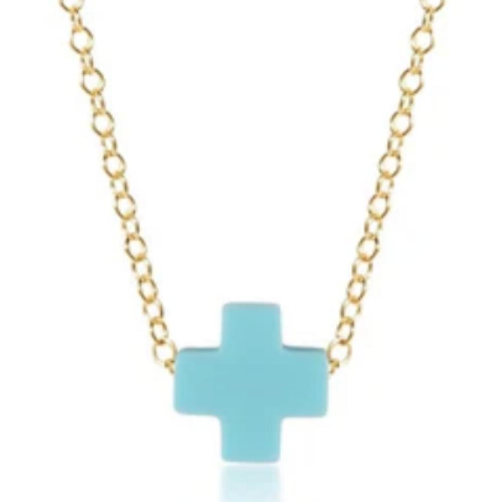 enewton egirl 14" Necklace Gold - Signature Cross Turquoise
