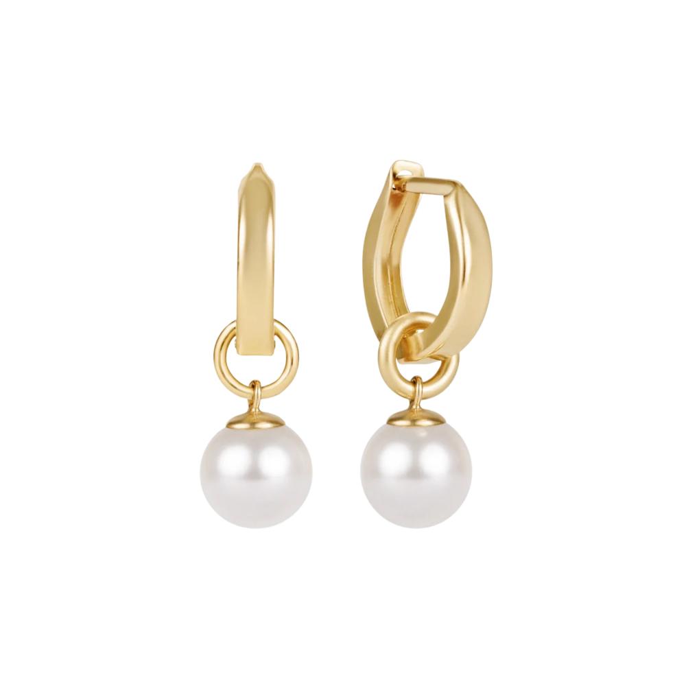 enewton Huggie Gold 0.5" Hoop - Classic Pearl 8mm Charm