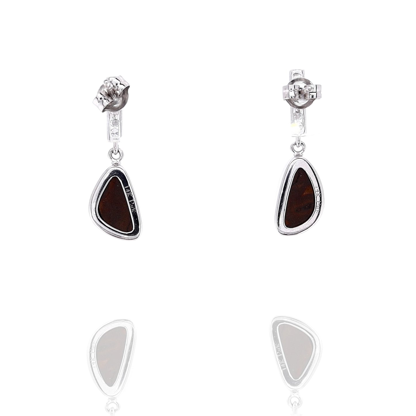 14k Gold Australian Opal Doublets Drop Earrings