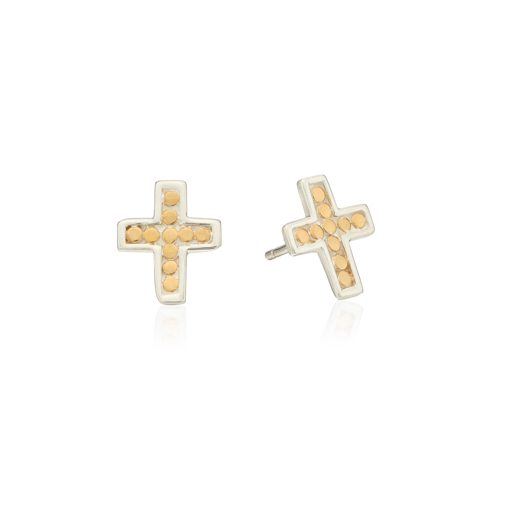 Anna Beck Classic Cross Stud Earrings - Two-Tone
