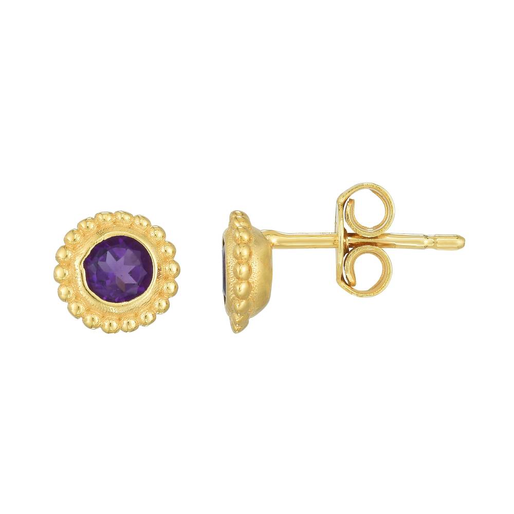 oval amethyst stud earrings 14k yellow gold amethyst earrings