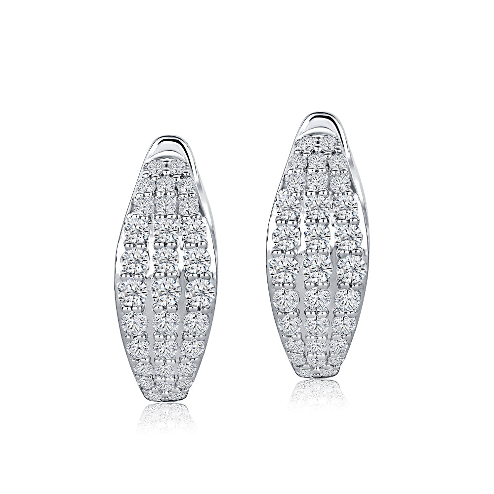 A. Jaffe 14k White Gold Graduated Pave Diamond Hoop Earrings
