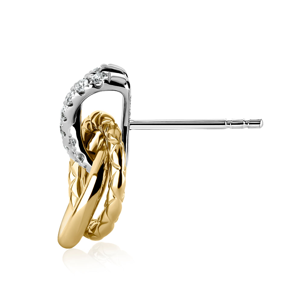 A. Jaffe 14k Yellow Gold Double Loop Pave X Diamond Stud Earrings