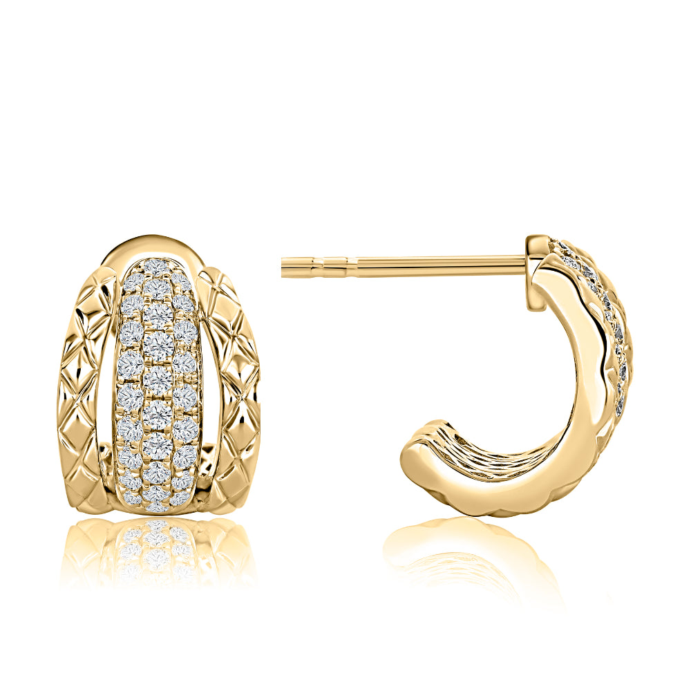 A. Jaffe 14k Gold Diamond Half Hoop Earrings