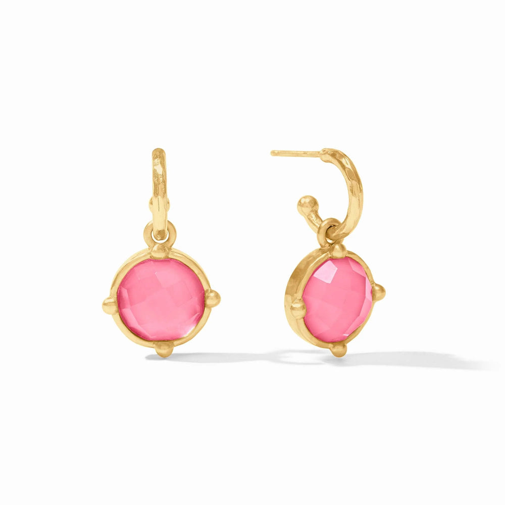 Julie Vos Honeybee Hoop & Charm Earrings - Iridescent Peony Pink