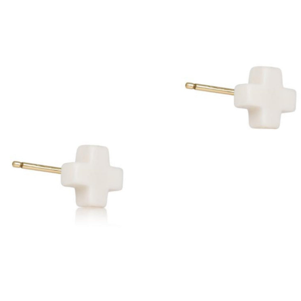enewton Signature Cross Small Stud - Off-White