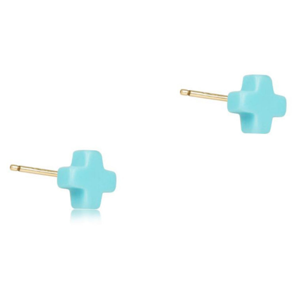 enewton Signature Cross Small Stud - Turquoise