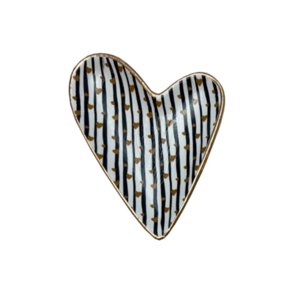 Ten Twenty Six Designs Easter & Valentines Ceramic Heart Dish- Hearts & Stripes