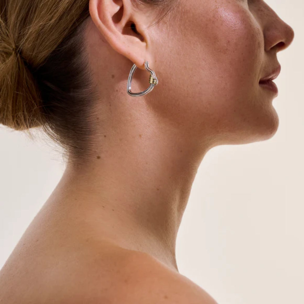 John Hardy Two-Tone Bamboo Heart Hoops