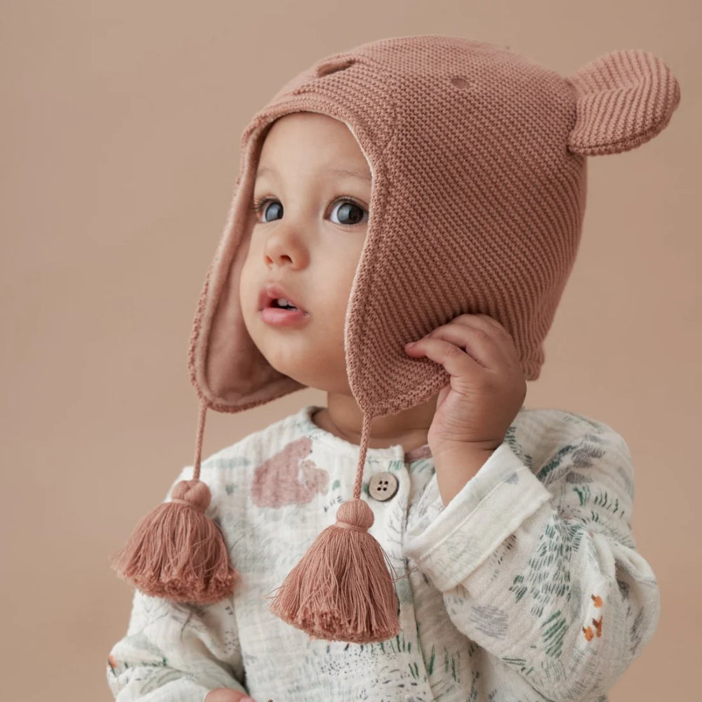 Elegant Baby Bear Aviator Knit Hat