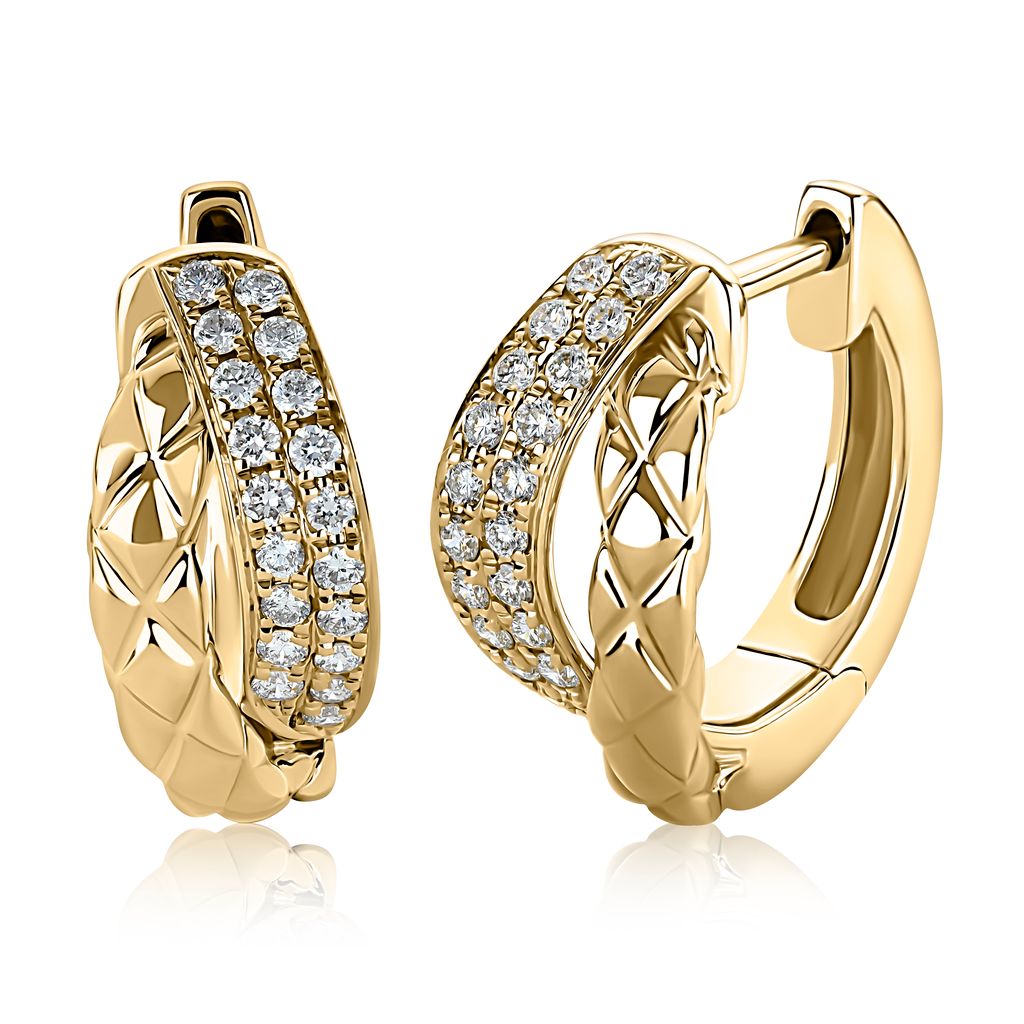 A. Jaffe 14k Gold Small Crossover Hoop Earrings with Diamonds