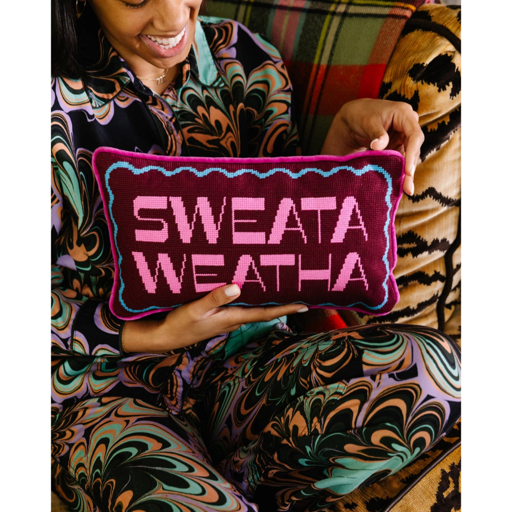Furbish Studio Sweata Weatha Needlepoint Pillow