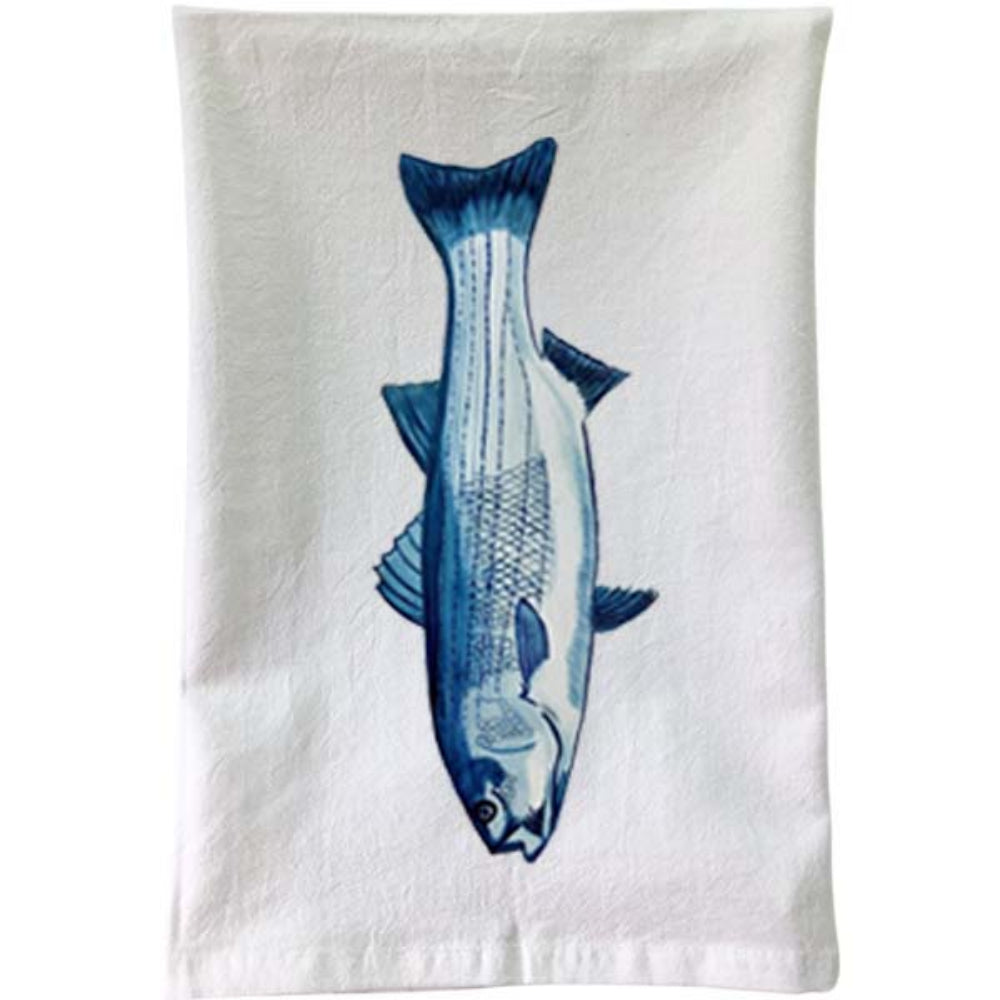 B McVan Designs Navy Blue Fish Flour Sack Towel