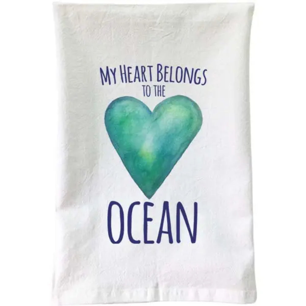 B McVan Designs Heart/Ocean Flour Sack Towel