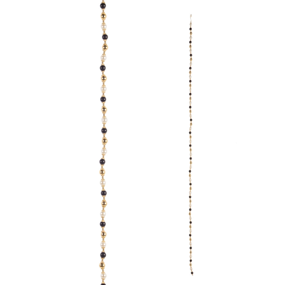 GARLAND with alternating black and gold beads on a white background