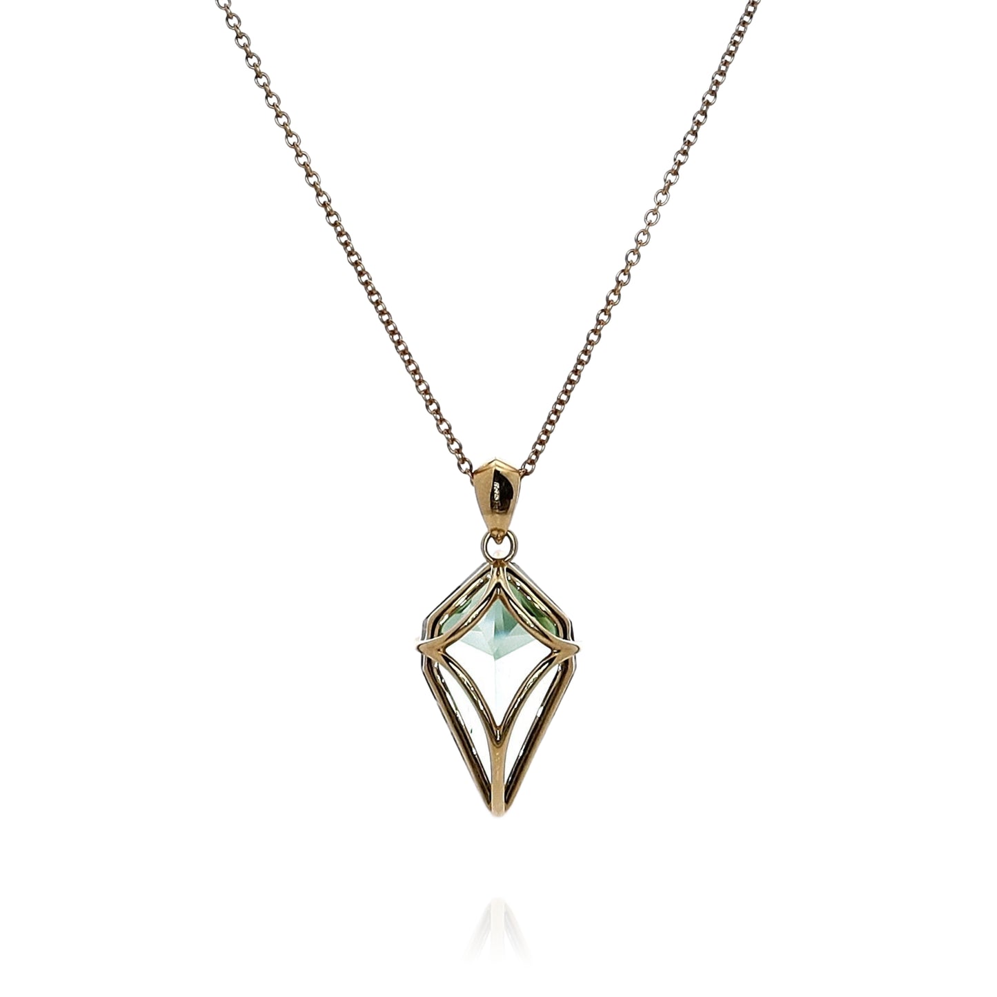 Lisa Nik 18k Yellow Gold Kite Shaped Green Quartz Pendant Necklace