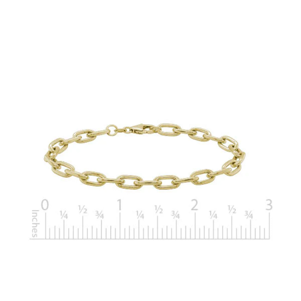 14k Gold Oval Link Bracelet, 7"