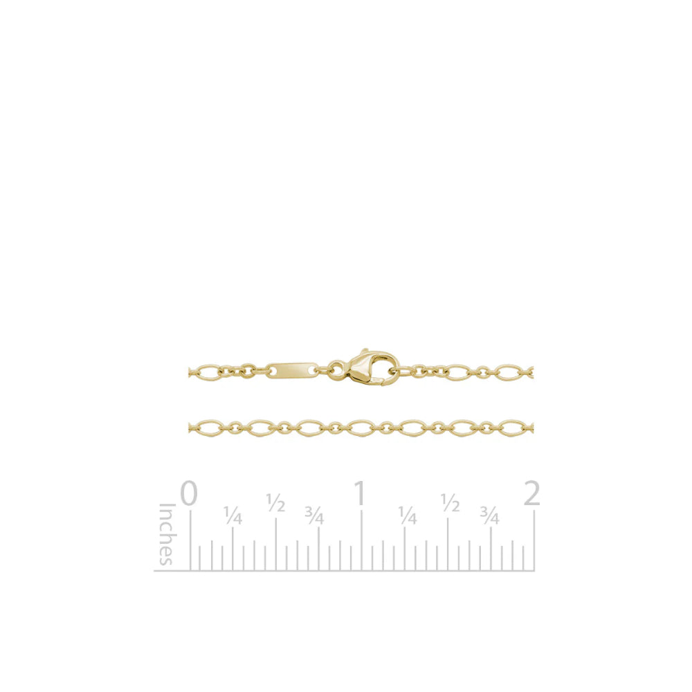 14k Gold 2.5mm Figaro Baroque Chain Necklace