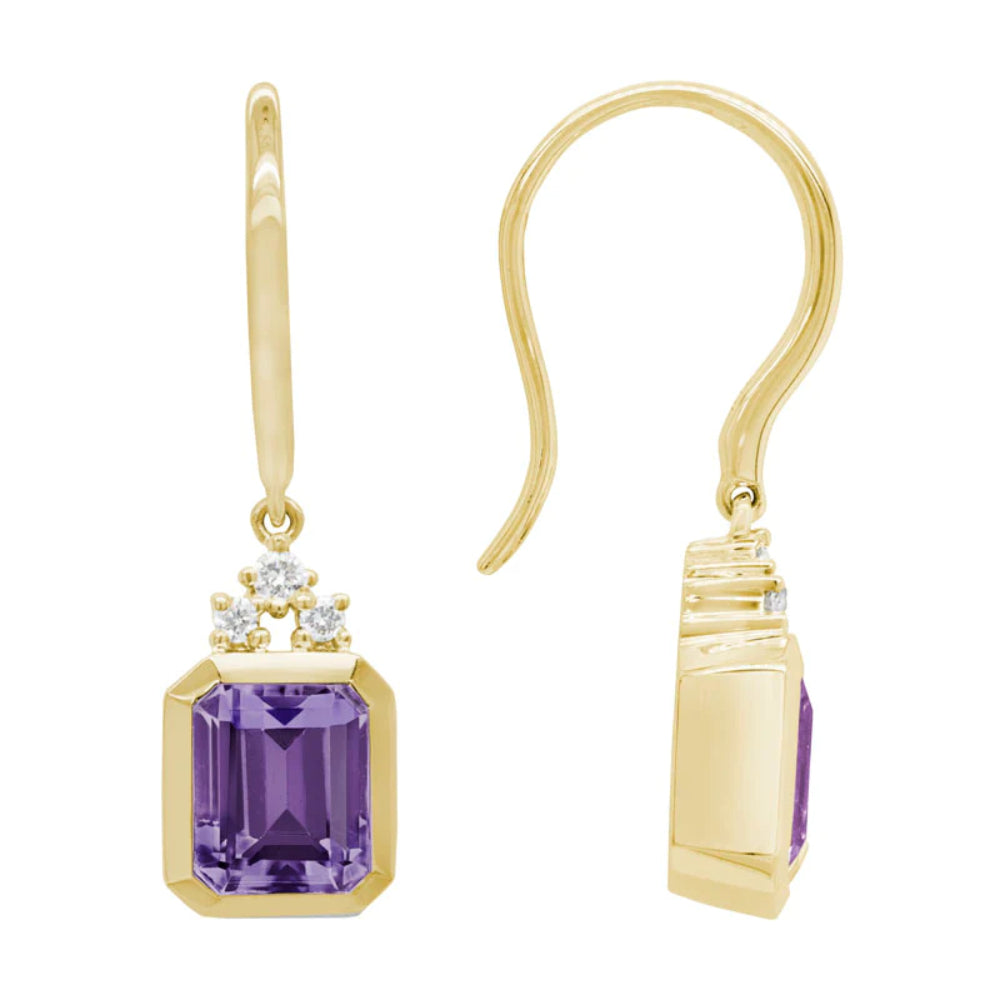14k Gold Amethyst Drop Earrings